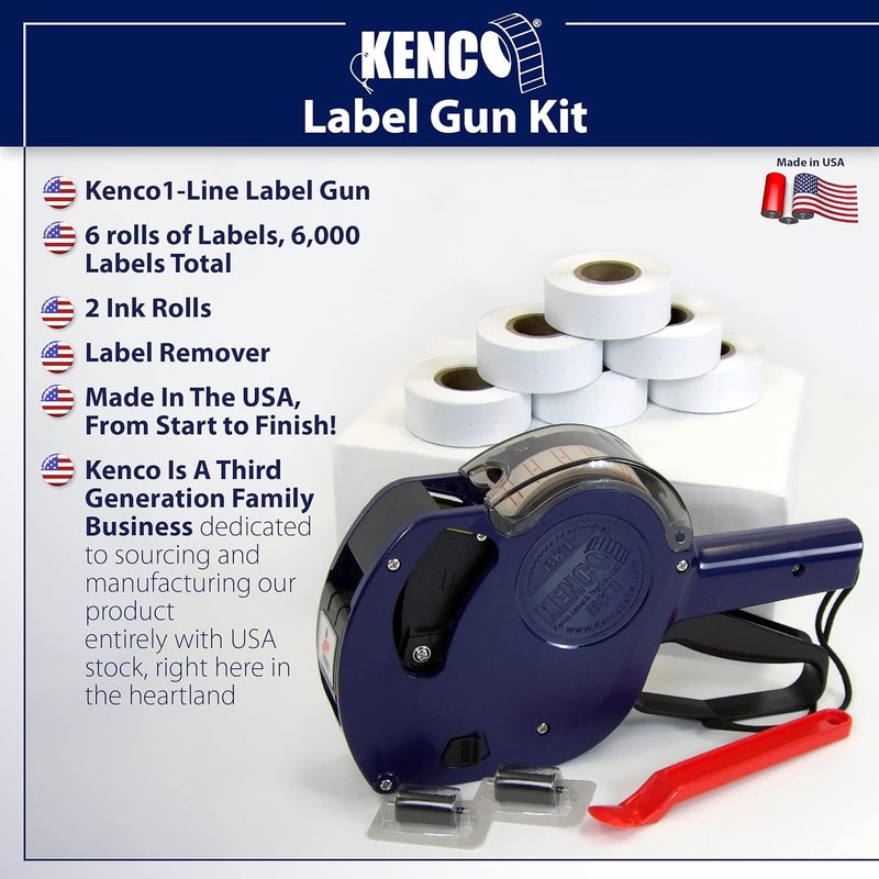 KENCO BK 1 Line Price Gun Kit - Includes 6,000 Labels, 2 Ink Rollers, Label Scraper - 8 Digit Labeler for Pricing, Dating, and Coding (BK-1 KIT Standard) - Image 3